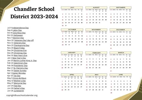 Chandler District Calendar